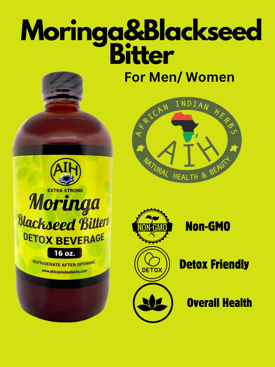Moringa Black Seed Bitters 2-Pack: Immune & Digestive Detox 16oz