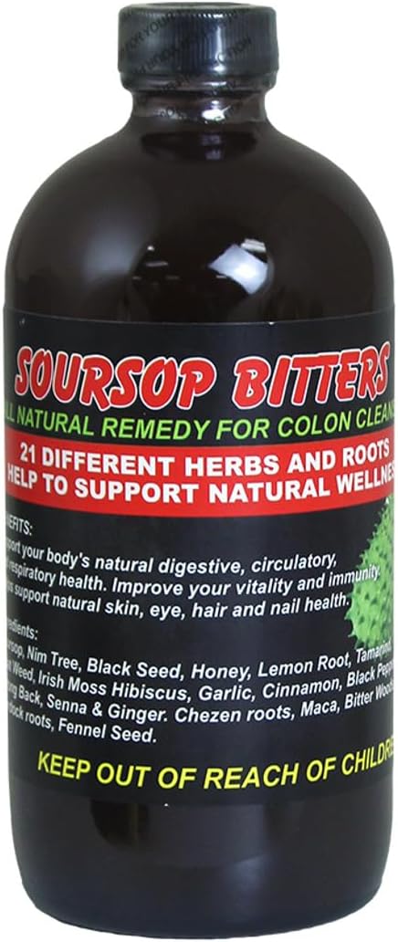 Soursop Bitters, 16oz - 21 Herbal Blend: Detox, Immune & Blood Pressure Support