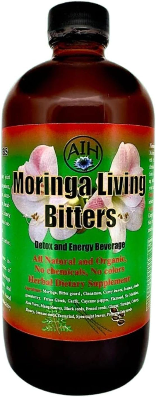 Moringa Living Bitters 2-Pack: Detox, Immune & Liver Support - 32oz Organic Herbal Cleanse & Energy
