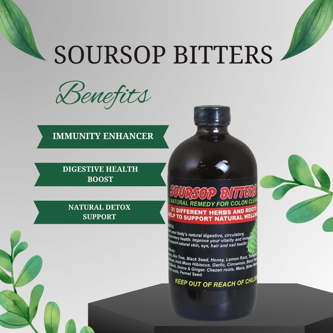 Soursop Detox Bitters 2-Pack: Colon Cleanse & Digestive Support 16oz